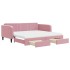 Sofá cama nido con cajones terciopelo rosa 100x200