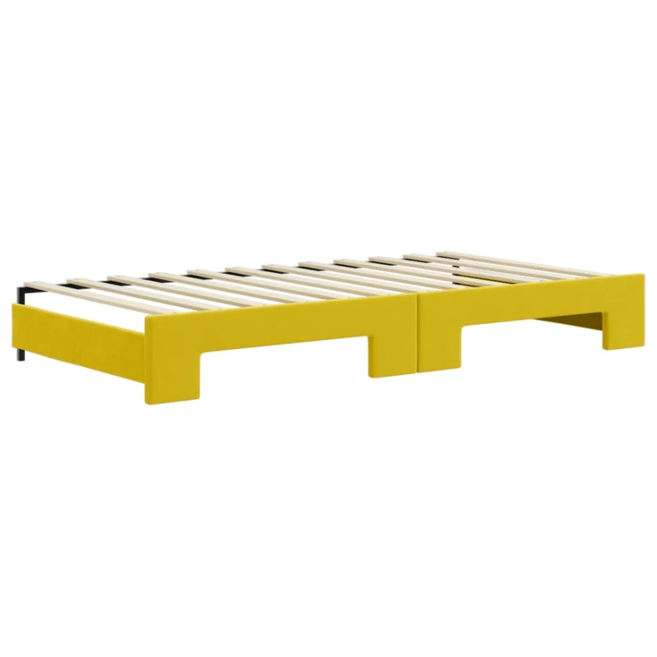 Sofá cama nido con cajones terciopelo amarillo 100x200
