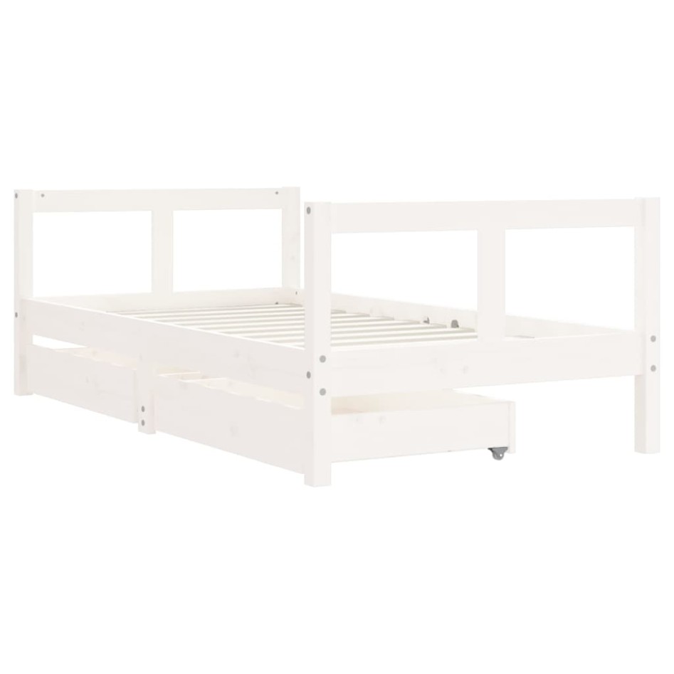 Estructura cama infantil y cajones madera pino blanco 80x160