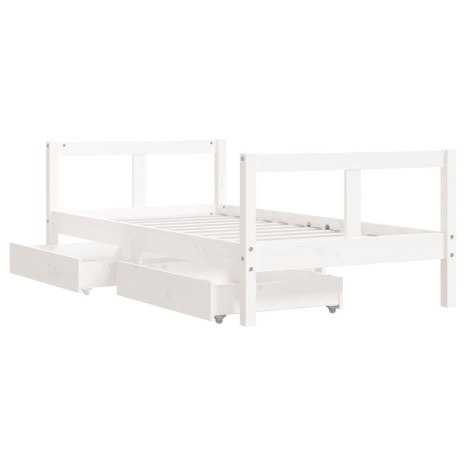 Estructura cama infantil y cajones madera pino blanco 80x160