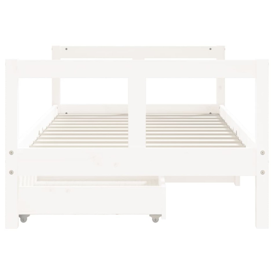 Estructura cama infantil y cajones madera pino blanco 80x160