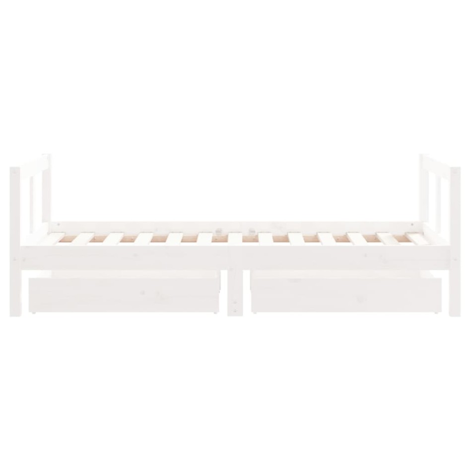 Estructura cama infantil y cajones madera pino blanco 80x160