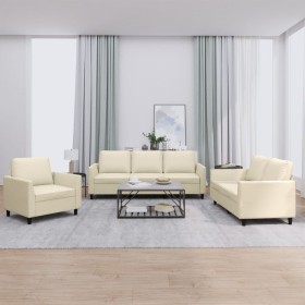 Juego de sofás con cojines 3 piezas cuero sintético