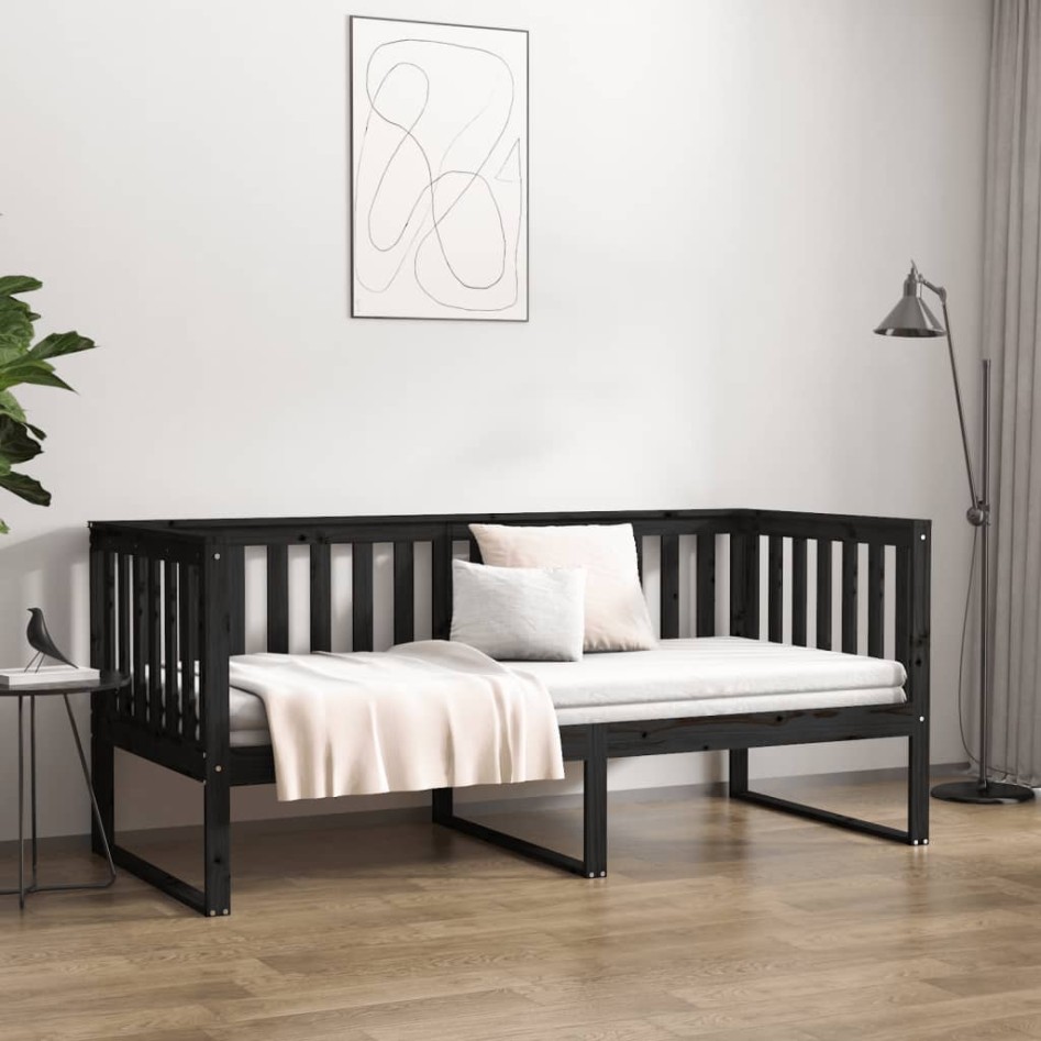 Sofá cama de madera maciza de pino negro 100x200