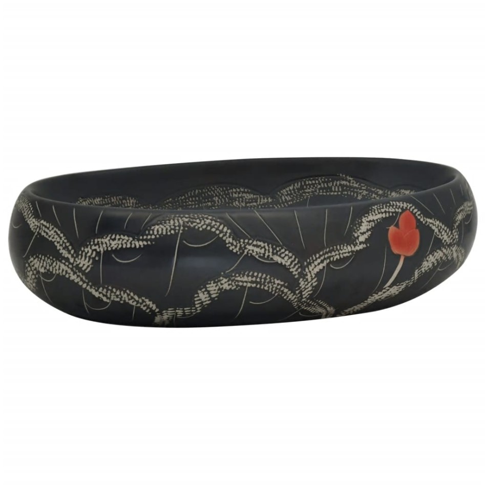 Lavabo sobre encimera ovalado cerámica negro 59x40x15