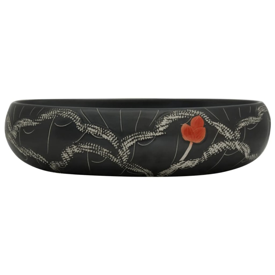 Lavabo sobre encimera ovalado cerámica negro 59x40x15