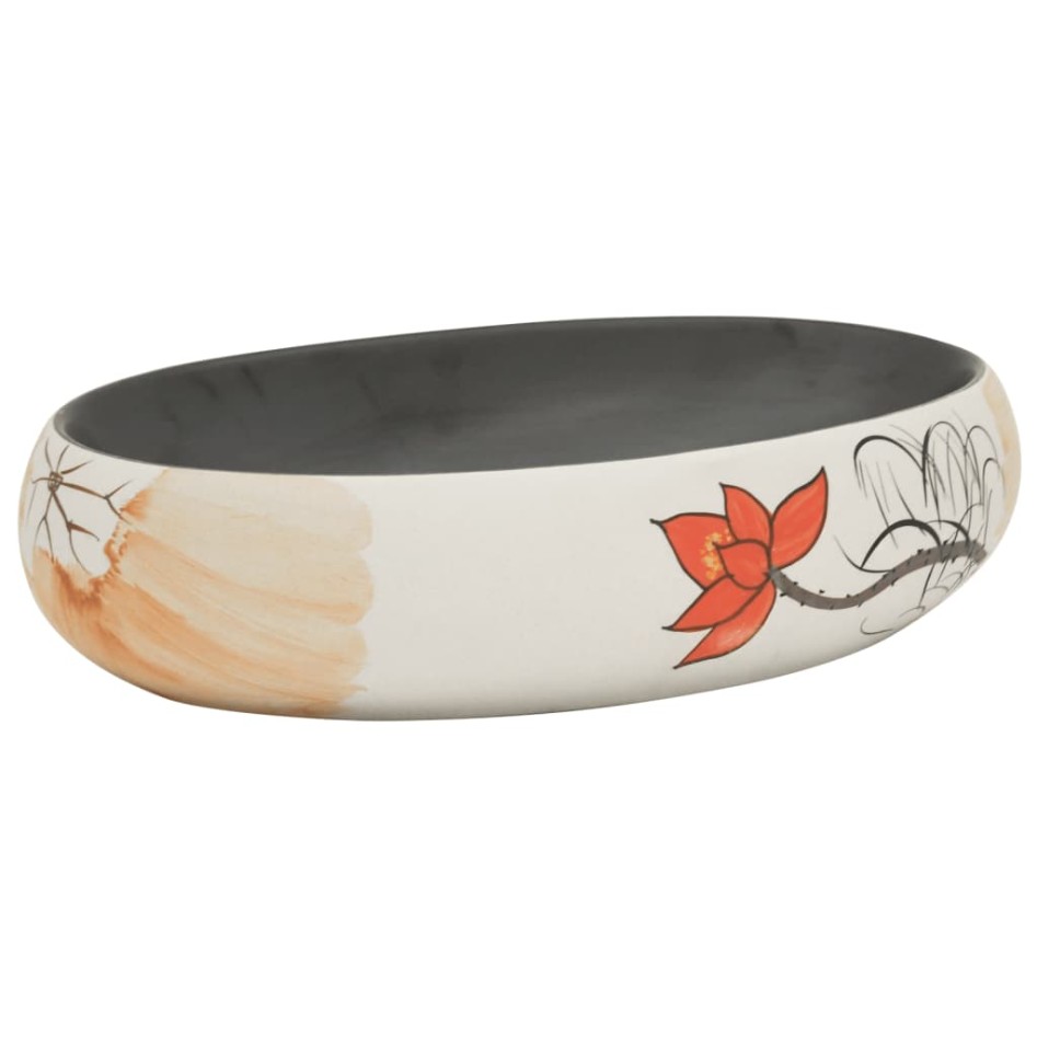 Lavabo sobre encimera ovalado cerámica multicolor 59x40x15