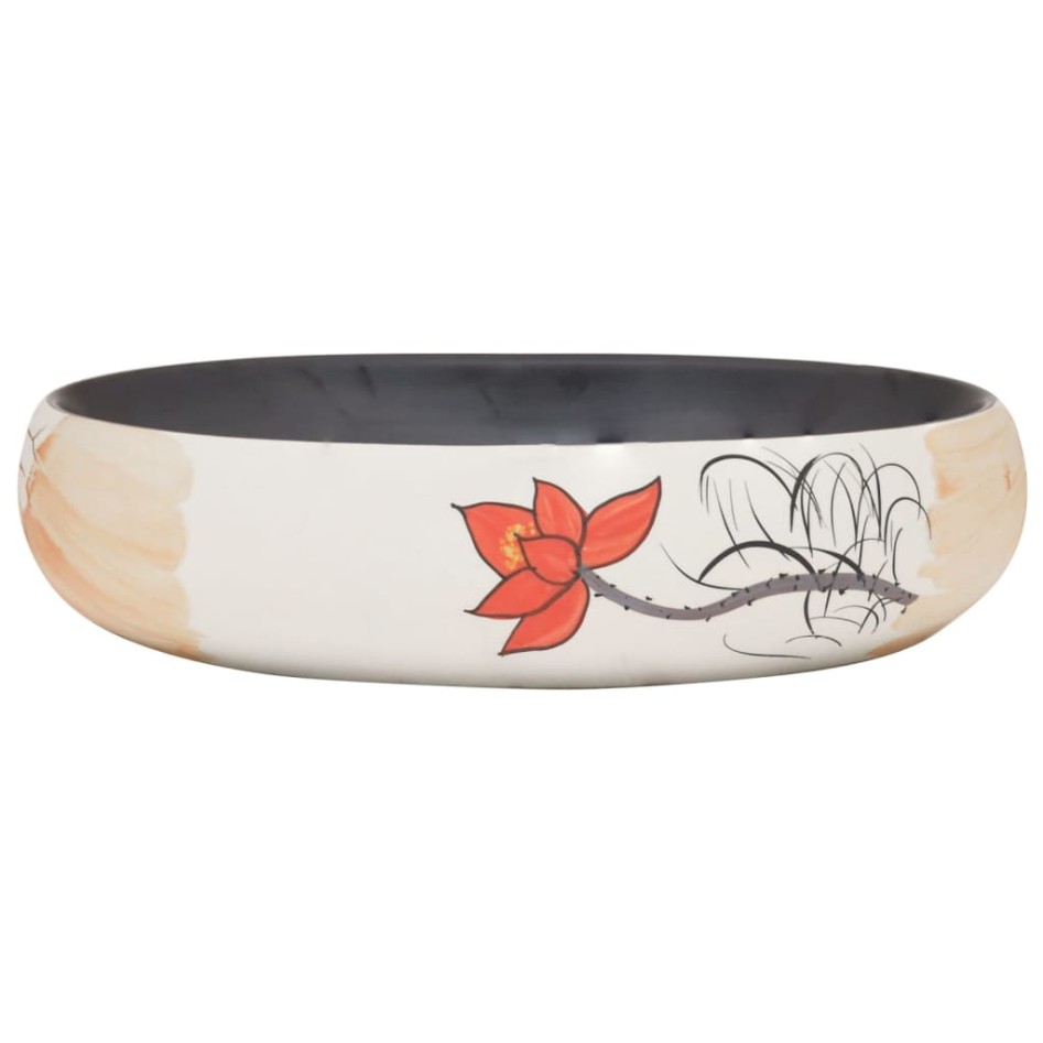 Lavabo sobre encimera ovalado cerámica multicolor 59x40x15