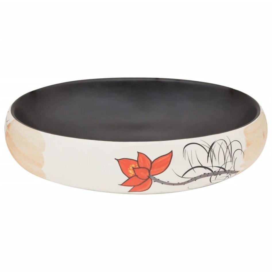 Lavabo sobre encimera ovalado cerámica multicolor 59x40x15