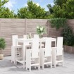 Set de mesa y taburetes altos jardín 7 pzas madera pino blanco