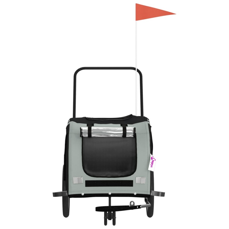 Remolque de bicicleta mascotas hierro tela Oxford gris