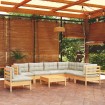 Muebles de jardín 8 pzas y cojines madera maciza de pino crema
