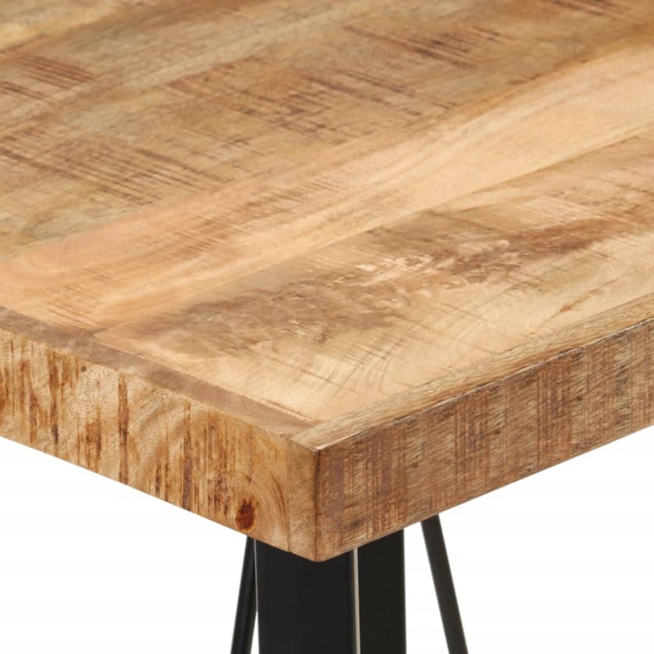 Mesa alta de hierro y madera maciza de mango 55x55x107