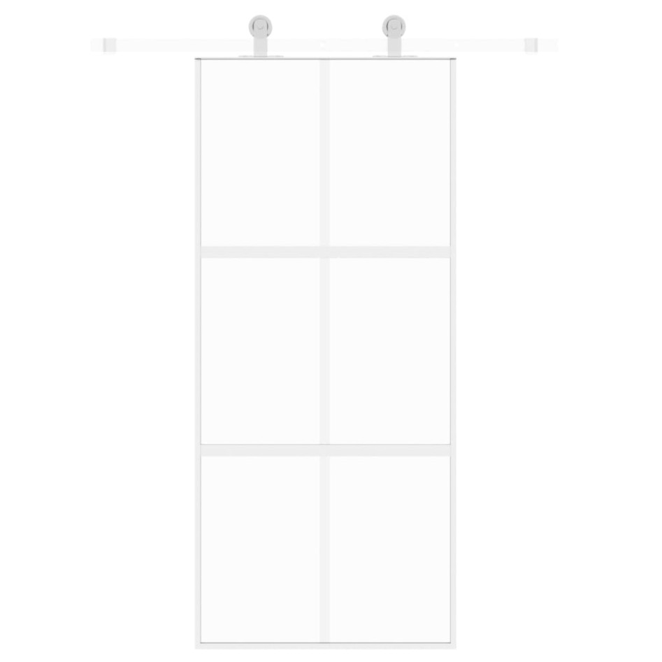 Puerta corredera vidrio templado y aluminio blanca 90x205