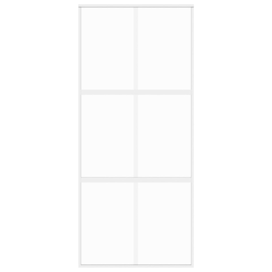 Puerta corredera vidrio templado y aluminio blanca 90x205