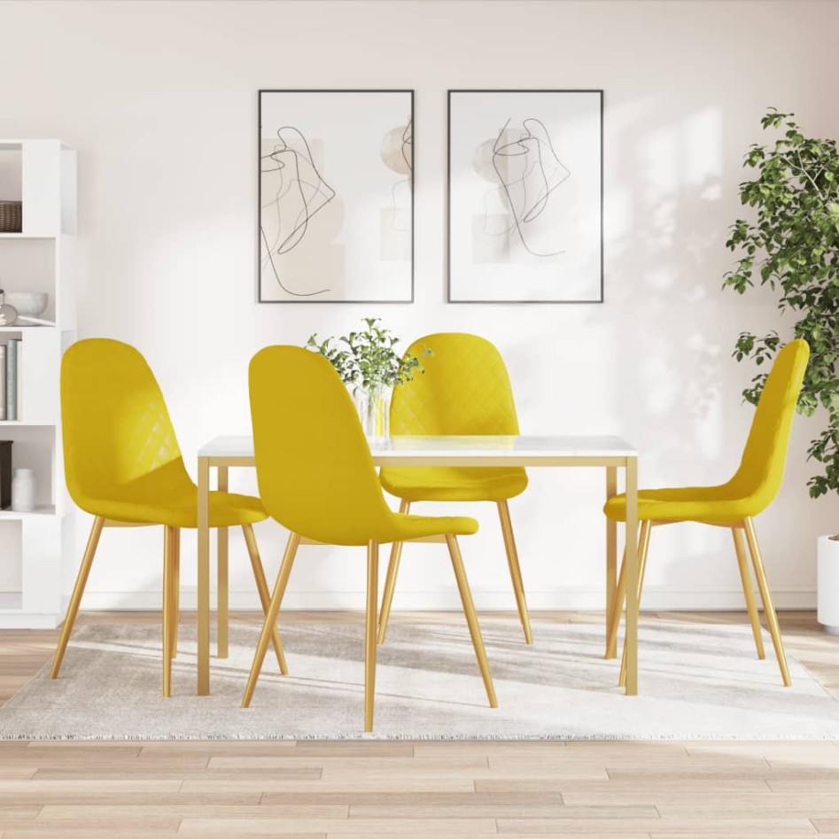 Sillas de comedor 4 uds terciopelo amarillo