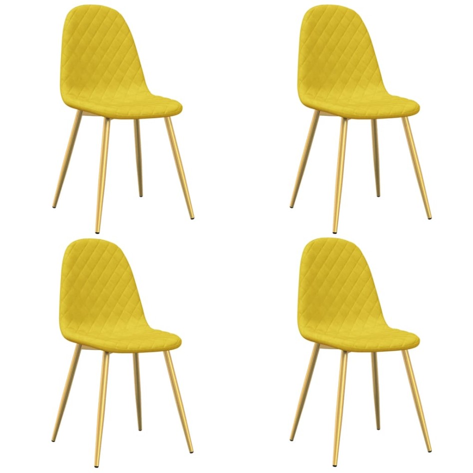 Sillas de comedor 4 uds terciopelo amarillo