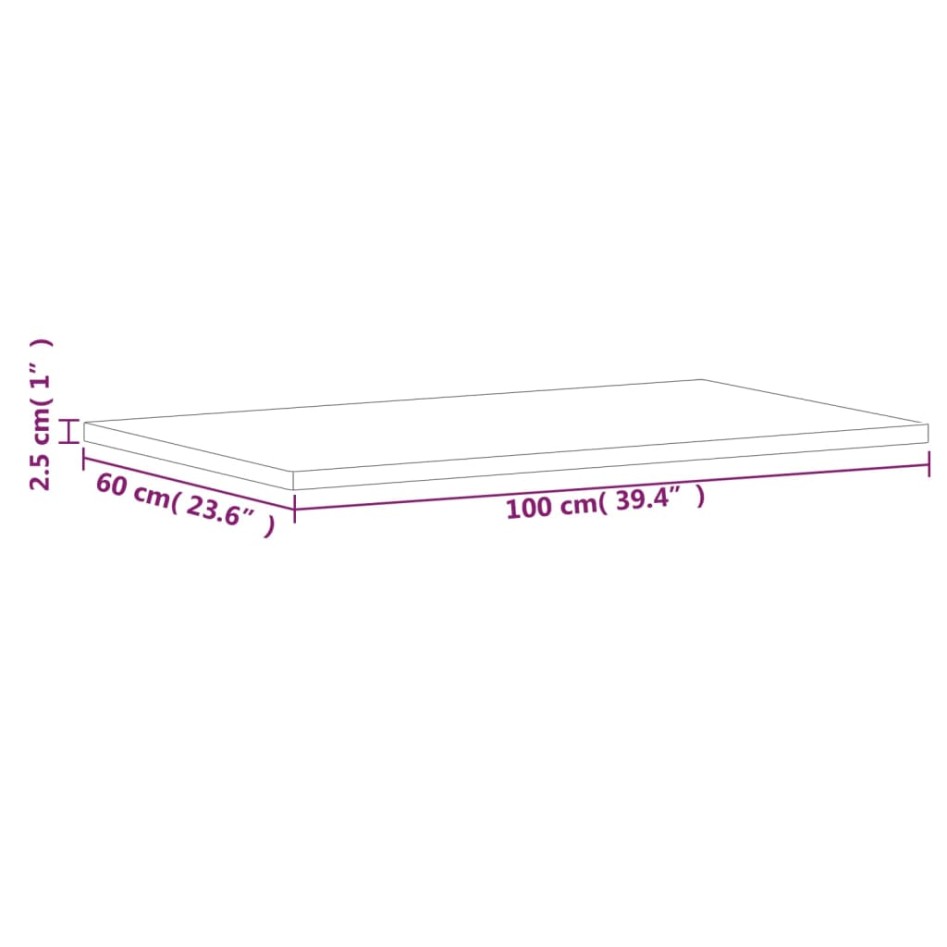 Encimera de baño madera maciza de haya 100x60x2,5