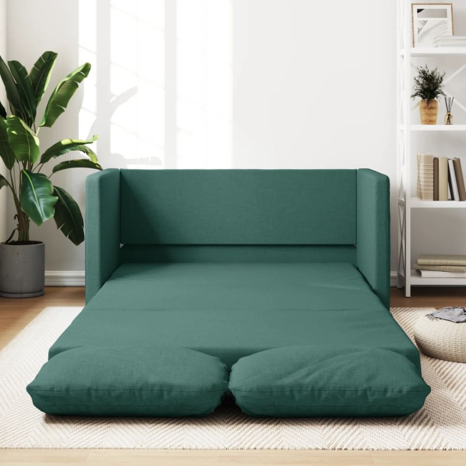 Sofá cama de suelo 2 en 1 tela verde oscuro 112x174x55