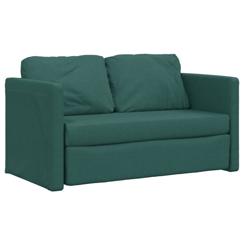 Sofá cama de suelo 2 en 1 tela verde oscuro 112x174x55