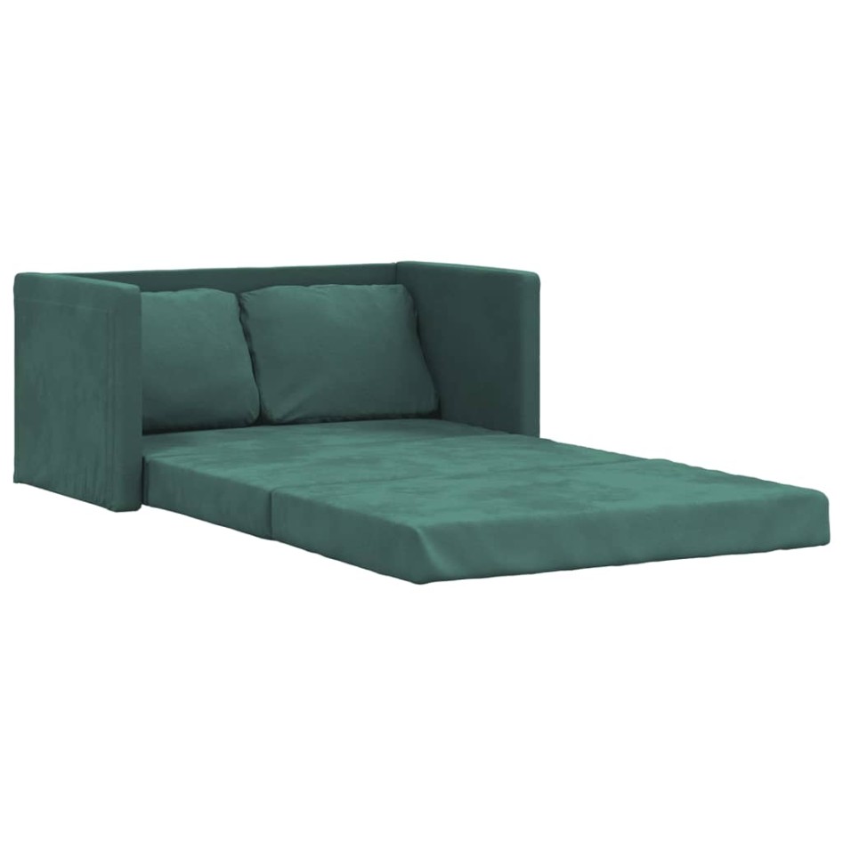 Sofá cama de suelo 2 en 1 terciopelo verde oscuro 122x204x55