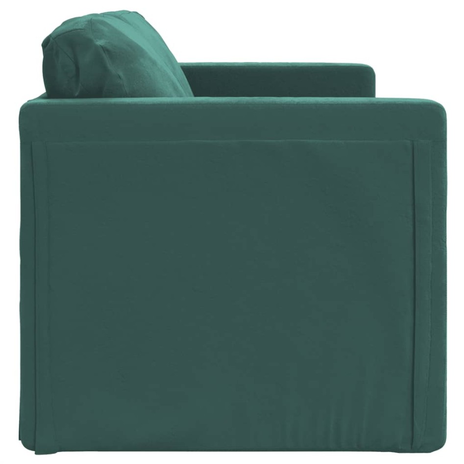 Sofá cama de suelo 2 en 1 terciopelo verde oscuro 122x204x55