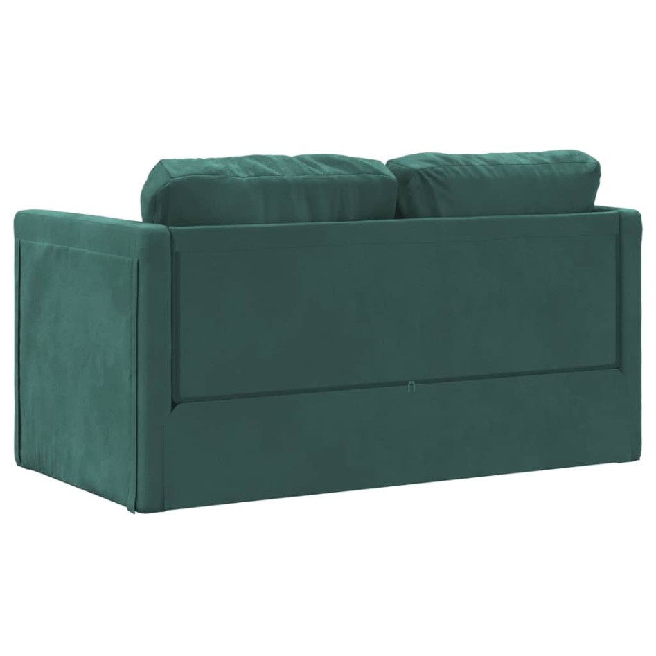 Sofá cama de suelo 2 en 1 terciopelo verde oscuro 122x204x55