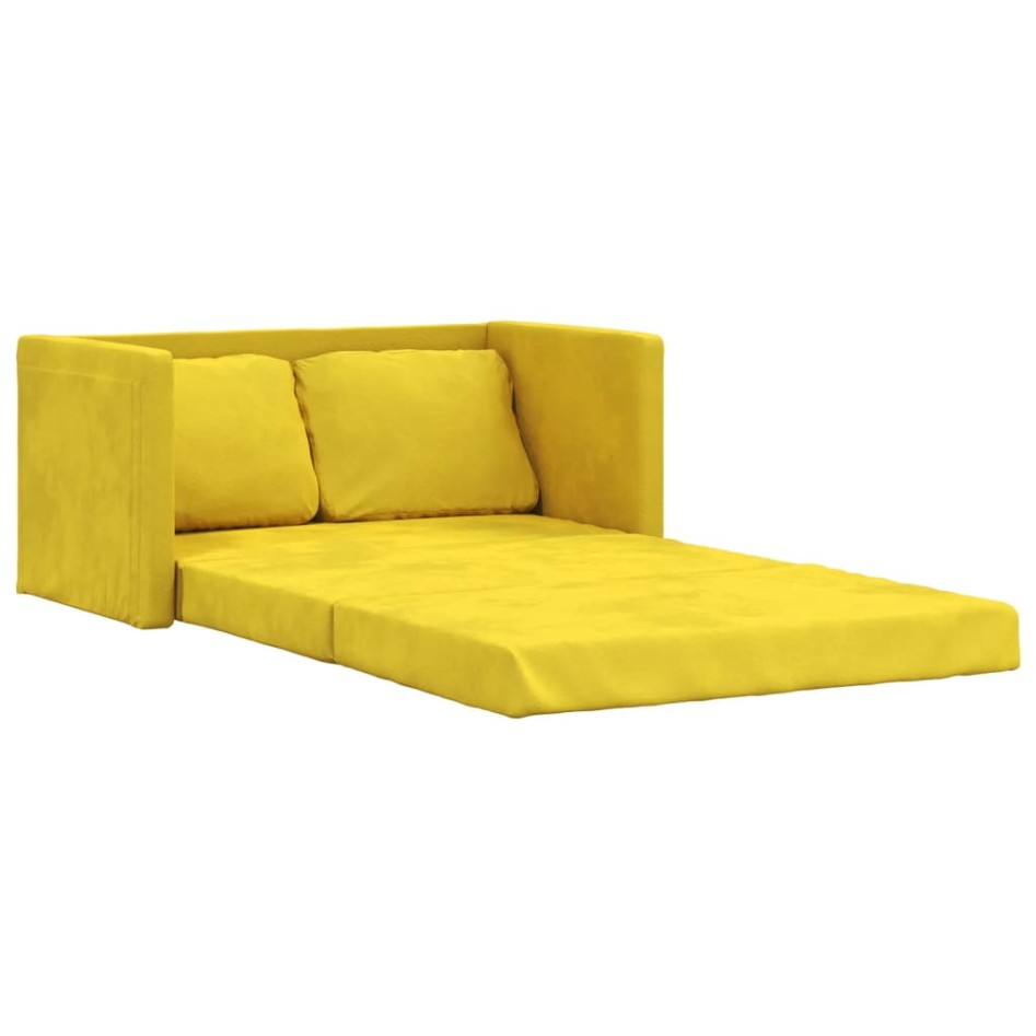 Sofá cama suelo 2 en 1 terciopelo amarillo oscuro 122x204x55