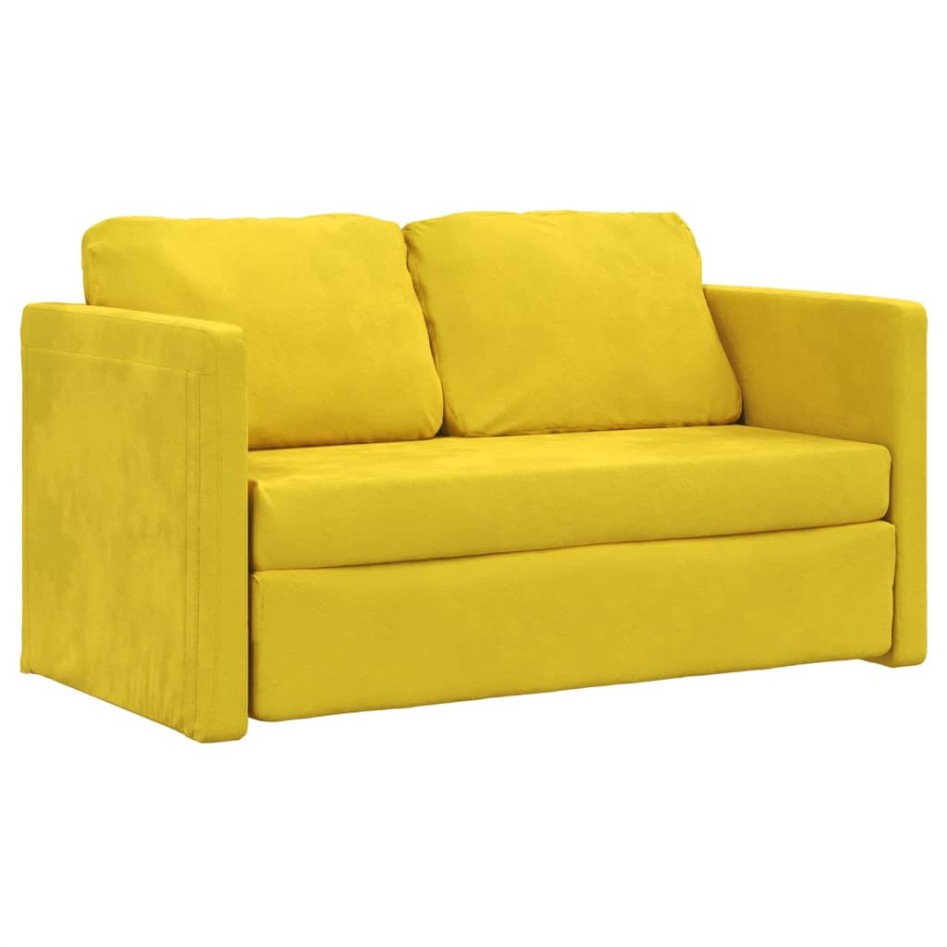 Sofá cama suelo 2 en 1 terciopelo amarillo oscuro 122x204x55