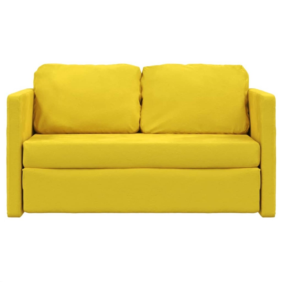 Sofá cama suelo 2 en 1 terciopelo amarillo oscuro 122x204x55