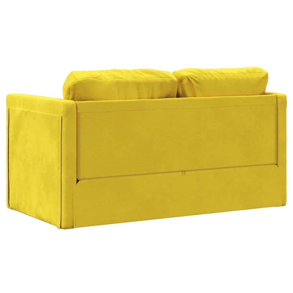 Sofá cama suelo 2 en 1 terciopelo amarillo oscuro 122x204x55