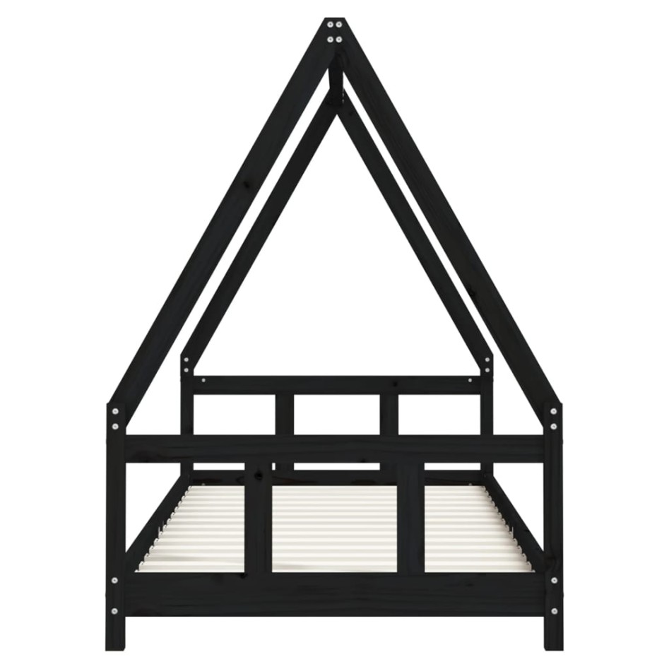 Estructura de cama para niños madera de pino negro 90x200