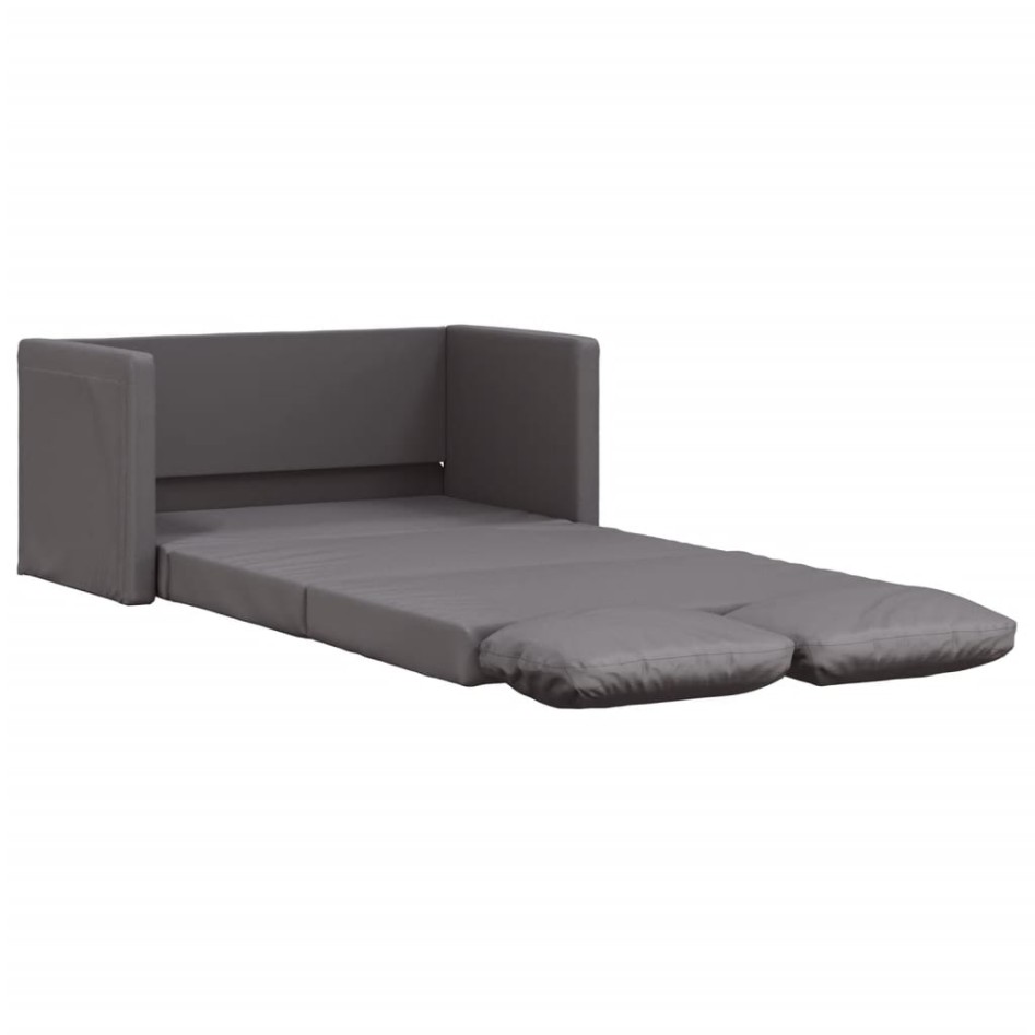 Sofá cama de suelo 2 en 1 cuero sintético gris 112x174x55