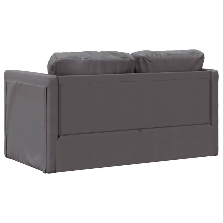 Sofá cama de suelo 2 en 1 cuero sintético gris 112x174x55