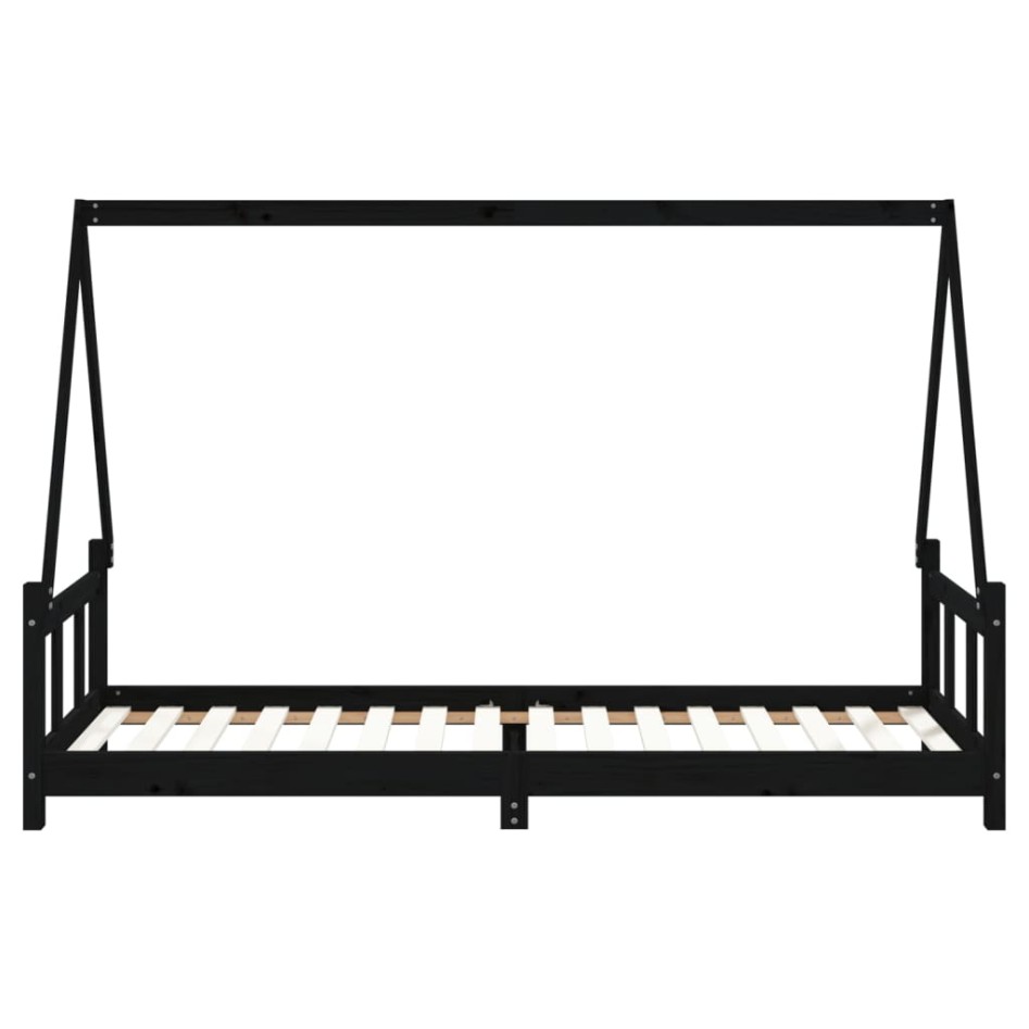 Estructura de cama para niños madera de pino negro 90x200