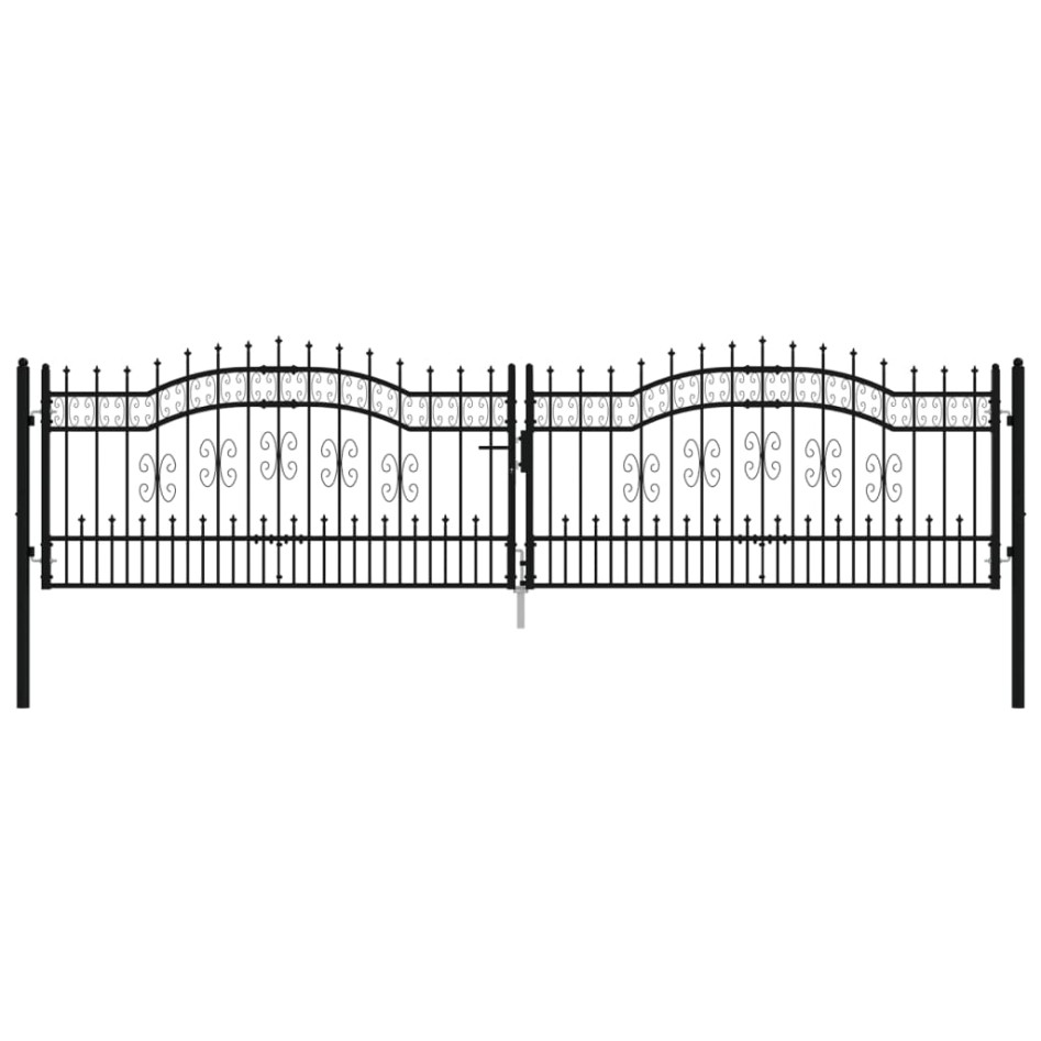 Puerta de valla punta lanza acero recubierto negro 406x151