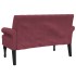 Banco con respaldo tela rojo tinto 120x62x75,5