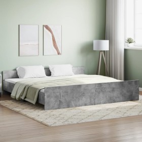 Estructura de cama con cabecero piecero gris hormigón