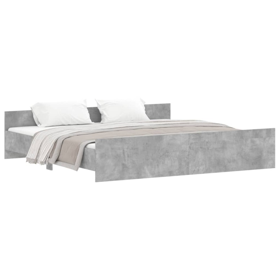 Estructura de cama con cabecero piecero gris hormigón