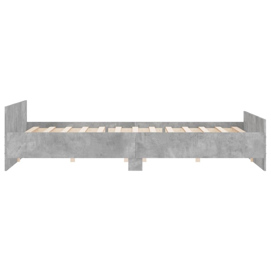 Estructura de cama con cabecero piecero gris hormigón