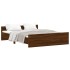 Estructura de cama con cabecero piecero roble marrón 160x200