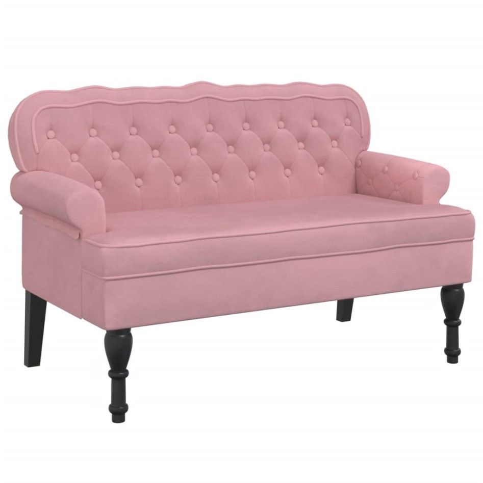 Banco con respaldo terciopelo rosa 119,5x64,5x75