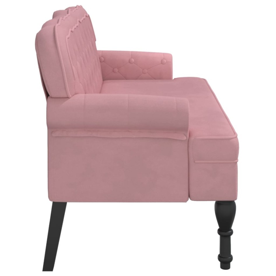 Banco con respaldo terciopelo rosa 119,5x64,5x75