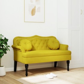 Banco con cojines terciopelo amarillo 120,5x65x75