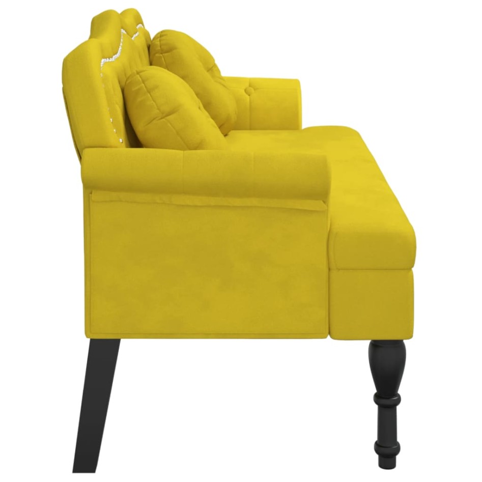 Banco con cojines terciopelo amarillo 120,5x65x75