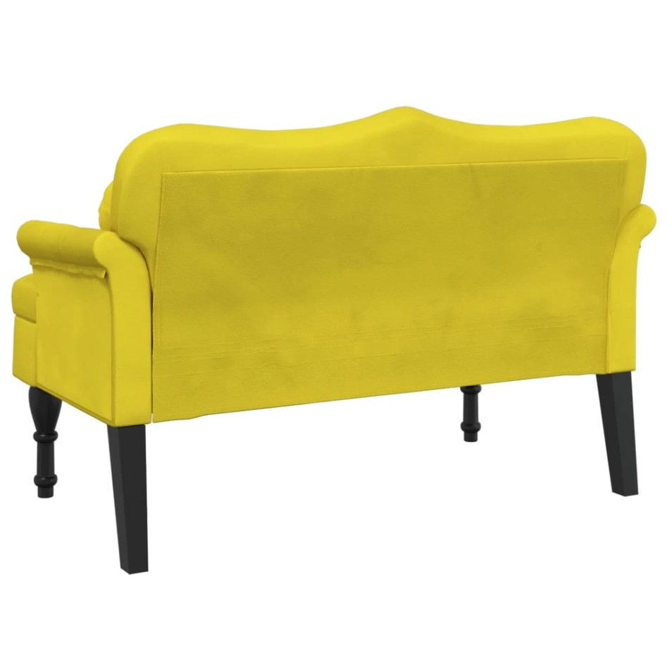 Banco con cojines terciopelo amarillo 120,5x65x75