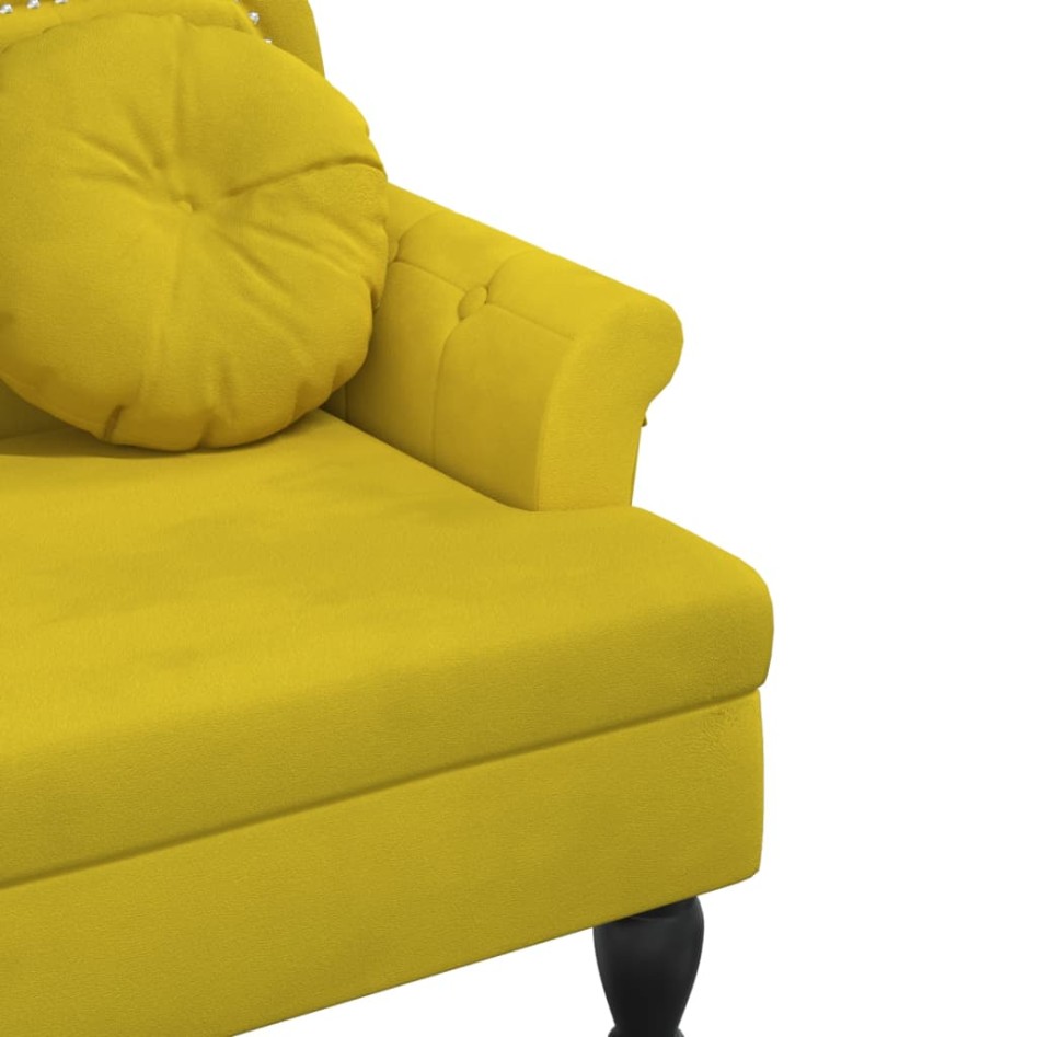 Banco con cojines terciopelo amarillo 120,5x65x75