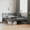 Estructura cama sin colchón con cabecero metal negro 140x200 cm