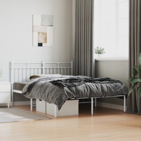 Estructura cama sin colchón con cabecero metal blanco