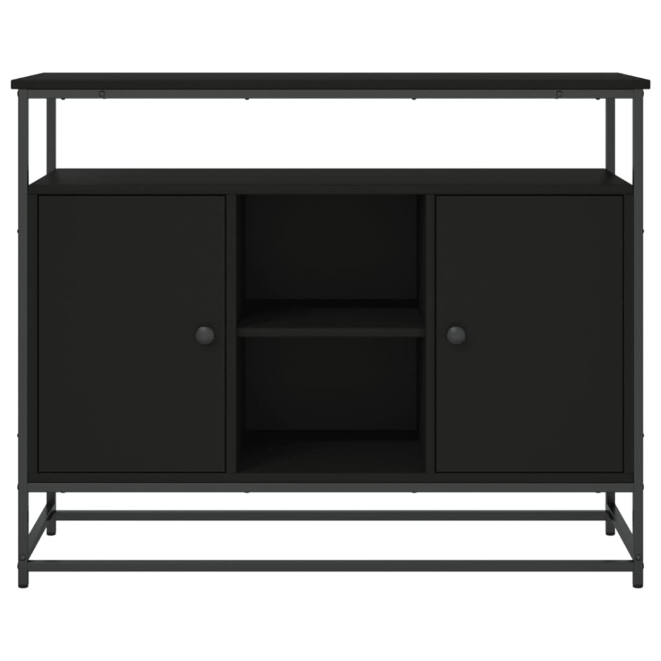 Aparador de madera de ingeniería negro 100x35x80